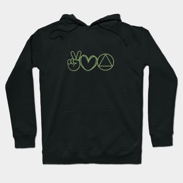 Peace Sign - Heart - Serenity AA Symbol Hoodie by SOS@ddicted